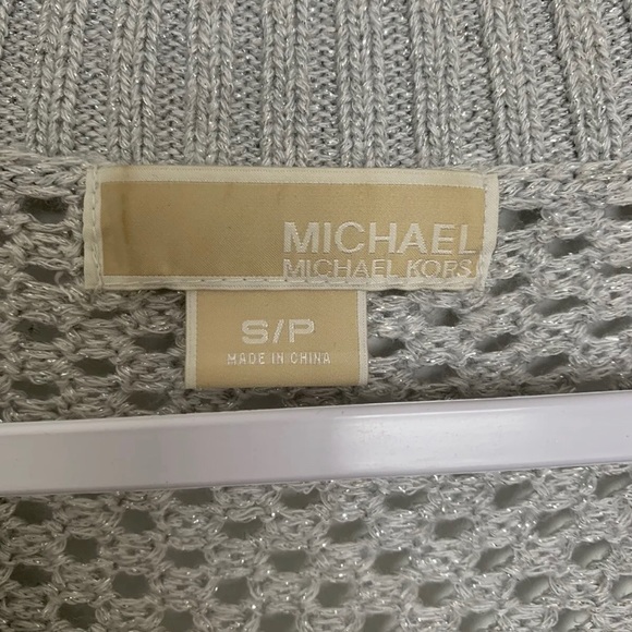 Michael Kors Metallic silver open knit sweater v neck - Picture 3 of 9